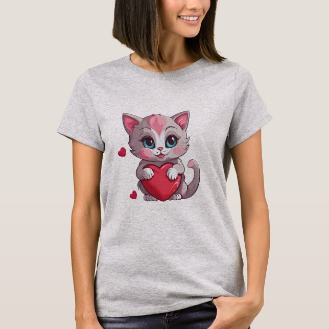 T-shirt Adorable Valentine Kitten (Devant)