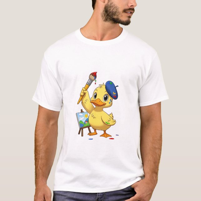 T-shirt Adorable Yellow Duckling Artist  (Devant)