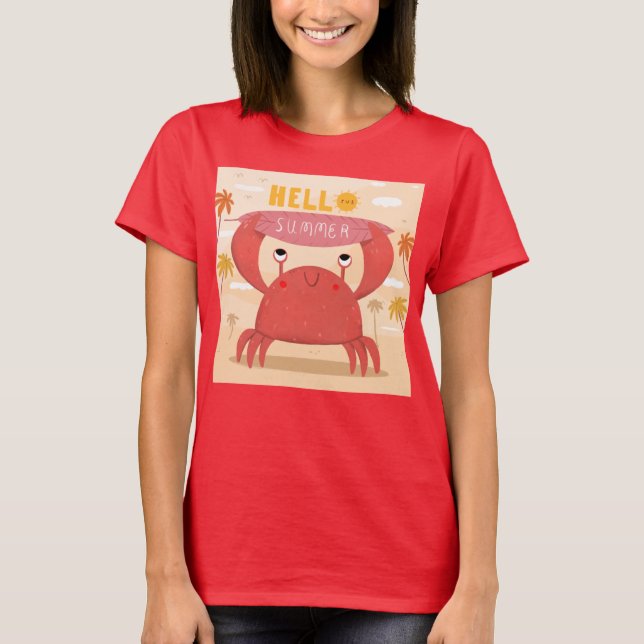 T-shirt Adorables Crabe drôle Bonjour été (Devant)