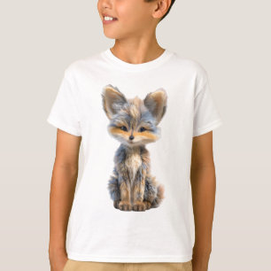 T-shirt Adorables Renardeaux Gris et Brun Clair