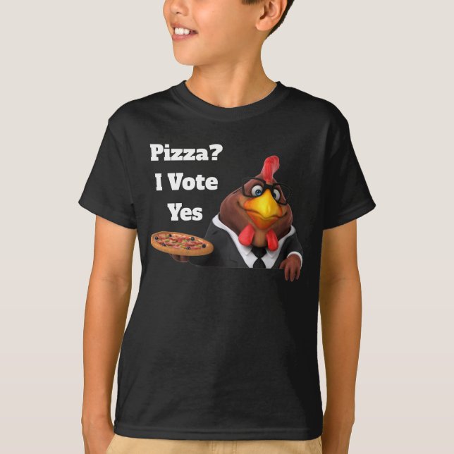 T-shirt Adorables Rooster Univers 3D Avec Pizza (Devant)