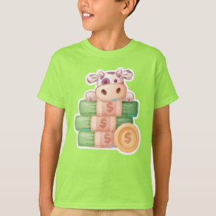 T-shirt Adorables Vache mignonne sur l'argent pour les enf