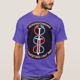T-shirt adrénochrome conspiration emblème satire