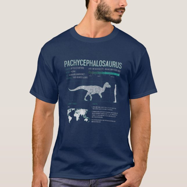 T-shirt Adult Dinosaur Boys Girls - Pachycephalosaurus (Devant)