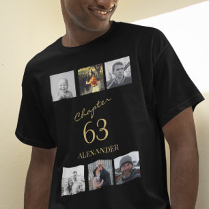 T-shirt Adulte 6 Photo Noir Et Or N'Importe Quel Âge Anniv
