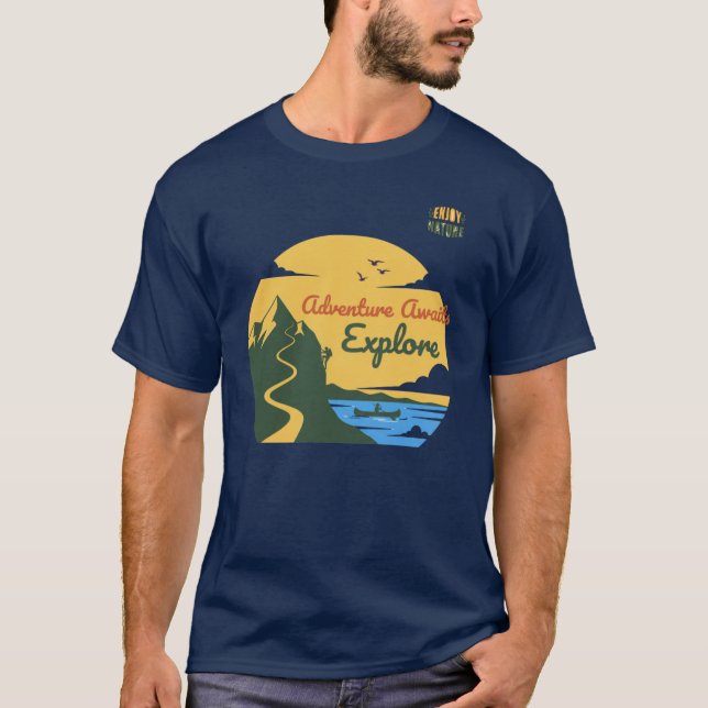 T-shirt Adventure Awaits: Explore & Enjoy Nature (Devant)
