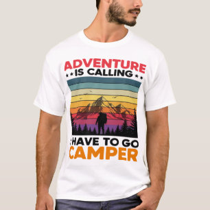 T-shirt Adventure Camper Retro Mountain Camping Design