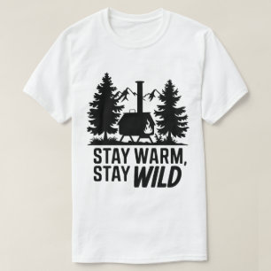 T-shirt Adventure Camping Wood Stove Cabine Art