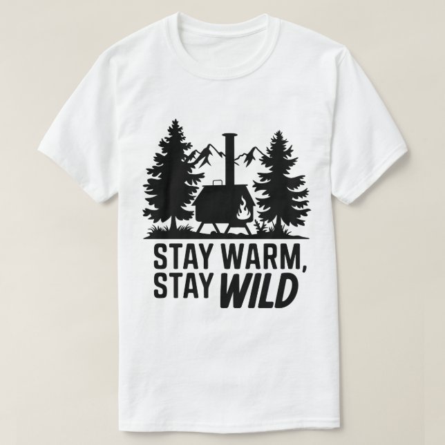 T-shirt Adventure Camping Wood Stove Cabine Art (Design devant)