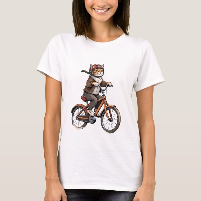 T-shirt Adventure Cat: Bike Ride. (Devant)