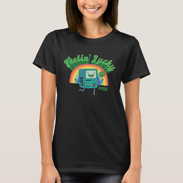 T-shirt Adventure Time St. Patrick's Day BMO Rainbow Feeli (Devant)