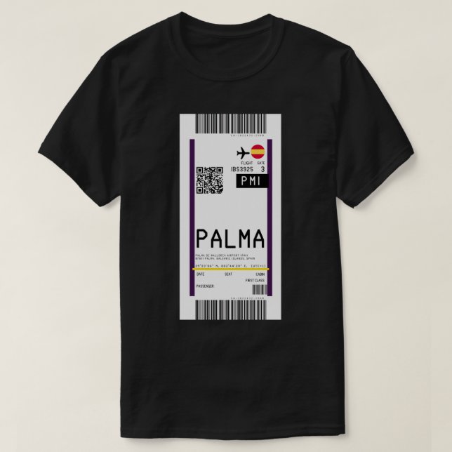 T-shirt Aéroport de Mallorca (PMI) Passe d'embarquement (Design devant)