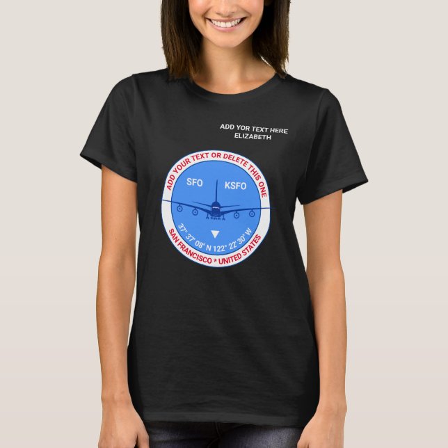 T-shirt Aéroport, Pilote, Voyageur Cool touristique (Devant)