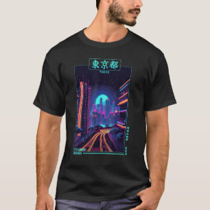 T-shirt Aesth Japon rétro Vaporwave City Cyber Futurisme