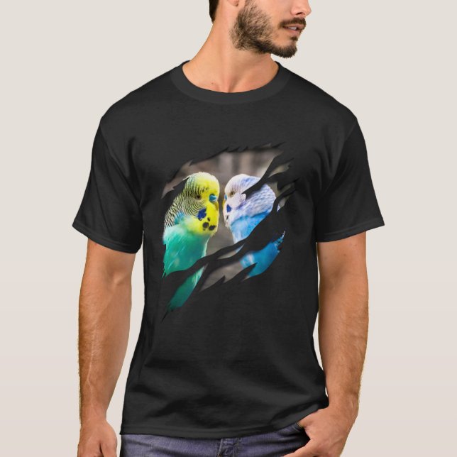 T-shirt Aesthetic parrot parakeet with ribbed effect (Devant)
