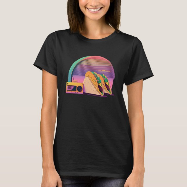 T-shirt Aesthetic Synthwave Tacos with 80s Aesthetic (Devant)