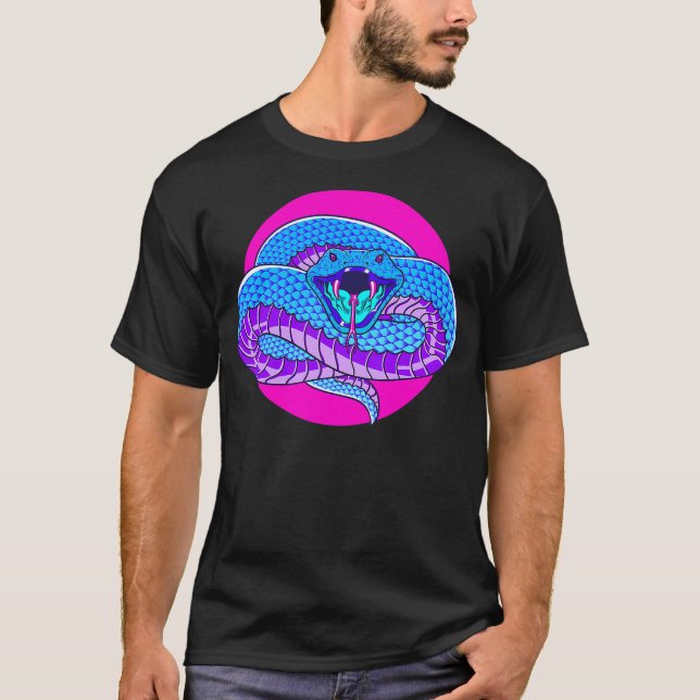 T-shirt Aesthetic Vaporwave Snake Scary Mamba Python Serpe (Devant)