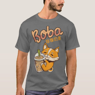 T-shirt Aesthétique Kawaii Corgi Bubble Tea Funny Boba's W