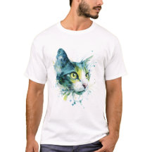 Affiche d'art abstrait de visage de chat à l'aquar