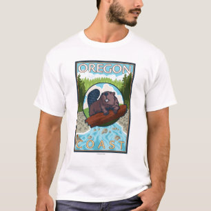 T-shirt Affiche de castor et de voyage de