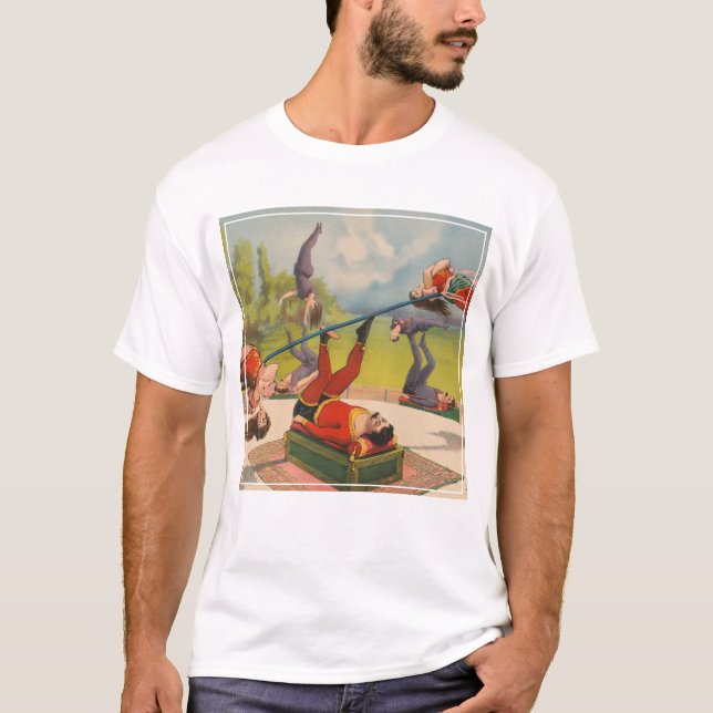T-shirt Affiche de cirque montrant des actes acrobatiques, (Devant)