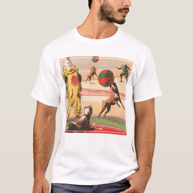 T-shirt Affiche De Cirque Montrant Des Clowns Avec Des Chi (Devant)