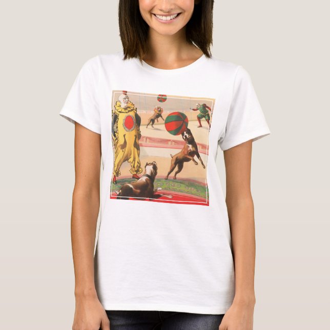 T-shirt Affiche De Cirque Montrant Des Clowns Avec Des Chi (Devant)