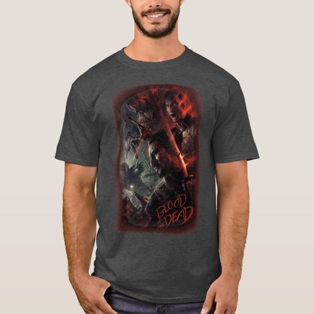 T-shirt Affiche de COD BO4 Zombies Blood of the Dead Charg (Devant)