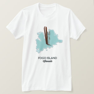 T-shirt Affiche de la carte de l'île Fogo Canada