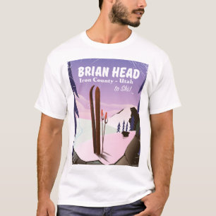 T-shirt Affiche de ski de Brian Head, comté d'Iron Utah, É