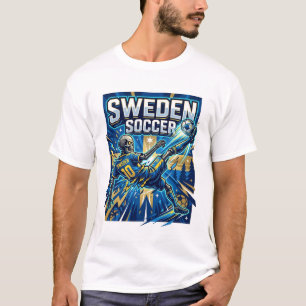 T-shirt Affiche de style squelette de football suédois Nat