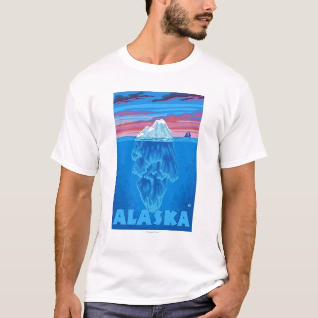 T-shirt Affiche de Vintage voyage d'AlaskaIceberg (Devant)