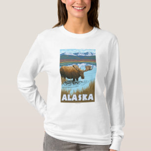 T-shirt Affiche de Vintage voyage d'eau potable d'orignaux