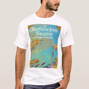 T-shirt Affiche de voyage de bande dessinée de marais