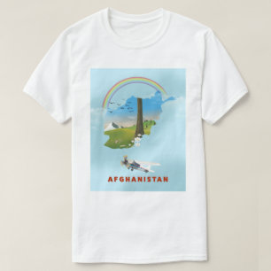 T-shirt Affiche de voyage de paysage de carte de l'Afghani