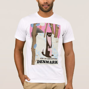 T-shirt Affiche de voyage de paysage de dessin animé vinta