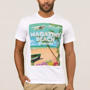 T-shirt Affiche de voyage de plage de magazine du Grenada