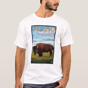T-shirt Affiche de voyage de SceneIdahoVintage de bison
