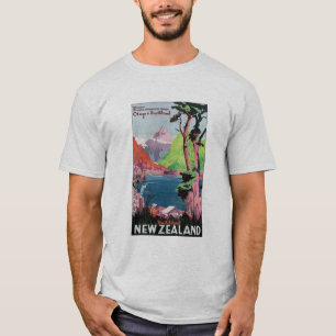 T-shirt Affiche de voyage de South Island en Nouvelle-Zél