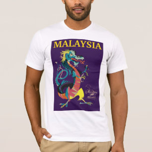 T-shirt Affiche de voyage de style vintage Dragon de Malai