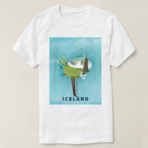 T-shirt Affiche de voyage illustration carte de l'Islande.