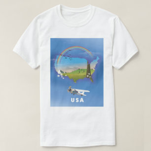 T-shirt Affiche de voyage illustrée aux États-Unis