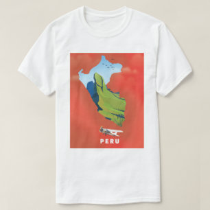 T-shirt Affiche de voyage illustrée carte du Pérou