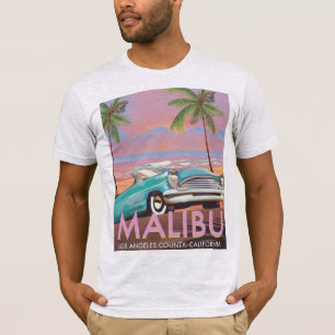 T-shirt Affiche de voyage Malibu, Los Angeles, Californie