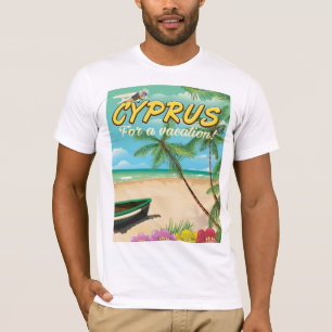 T-shirt Affiche de voyage vintage de plage de Chypre