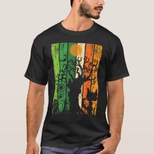 T-shirt Affiche Halloween Chat Fantôme Araignée Arbre