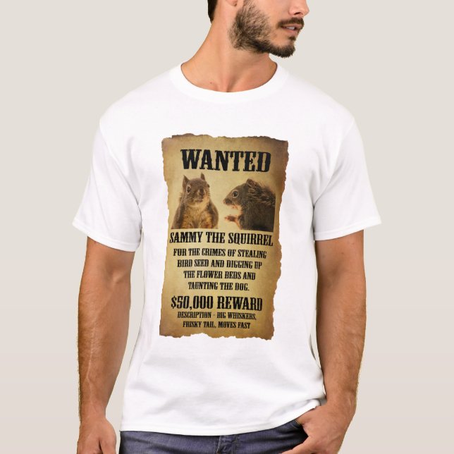 T-shirt Affiche Recherchée avec l'écureuil (Devant)