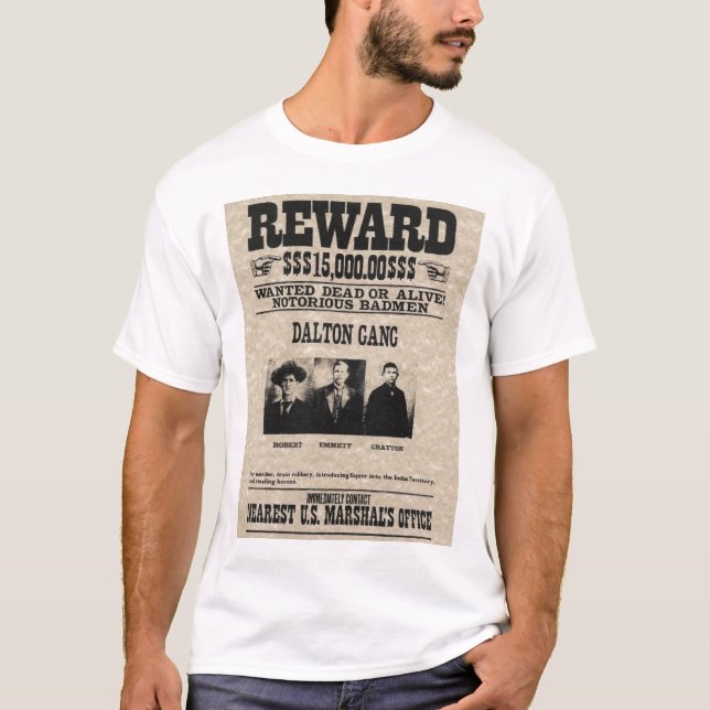 T-shirt Affiche Recherchée - gang Dalton (Devant)