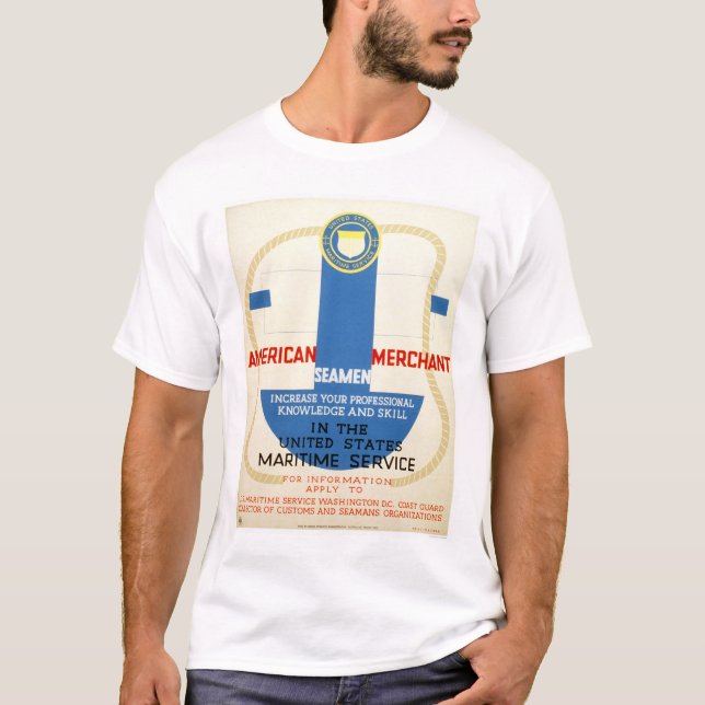 T-shirt Affiche recruteuse de service maritime - WPA (Devant)