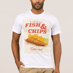 T-shirt Affiche vintage de poisson et frites traditionnel